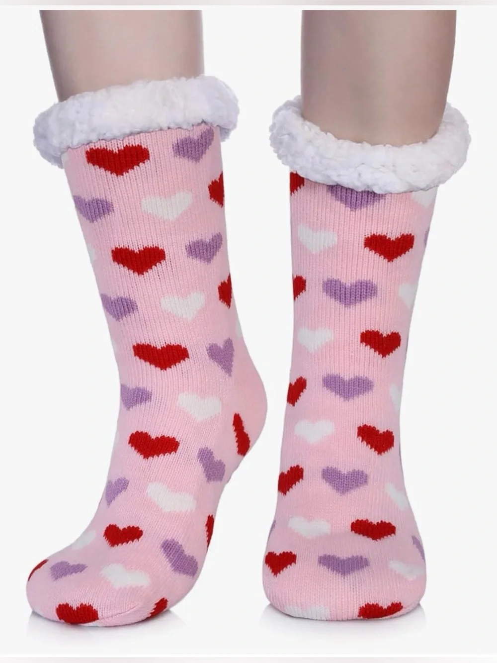 LANLEO Women Slipper Fuzzy Sherpa Lined Socks Non Slip NIB - Picture 3 of 5